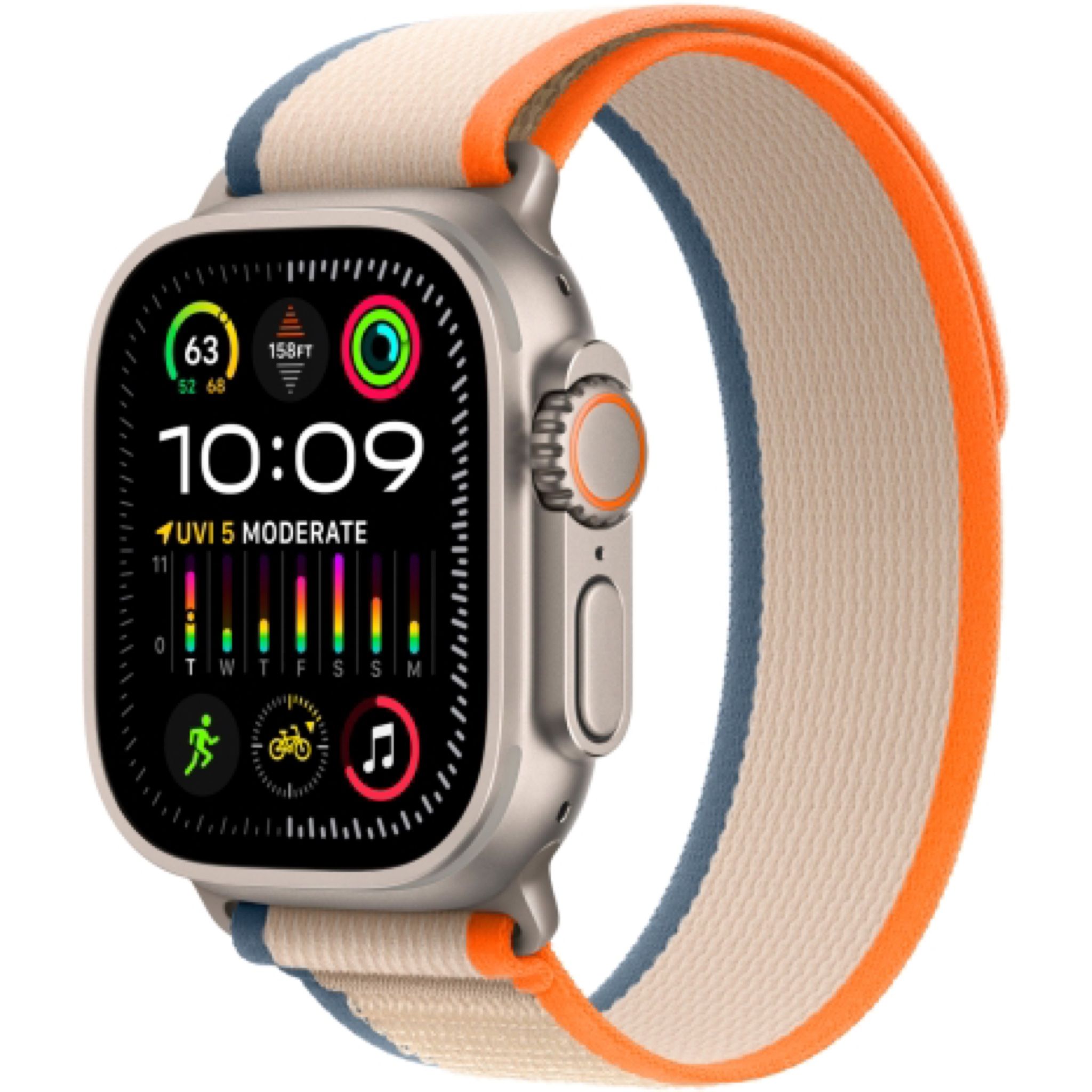 Apple Watch Ultra 2 49 мм, ремешок Trail оранжевого/бежевого цвета, размер M/L